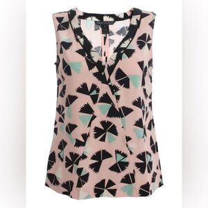 VTG Marc By Marc Jacobs Pink and Black Silk Pinkwheel Pint V-neck Tank Top S